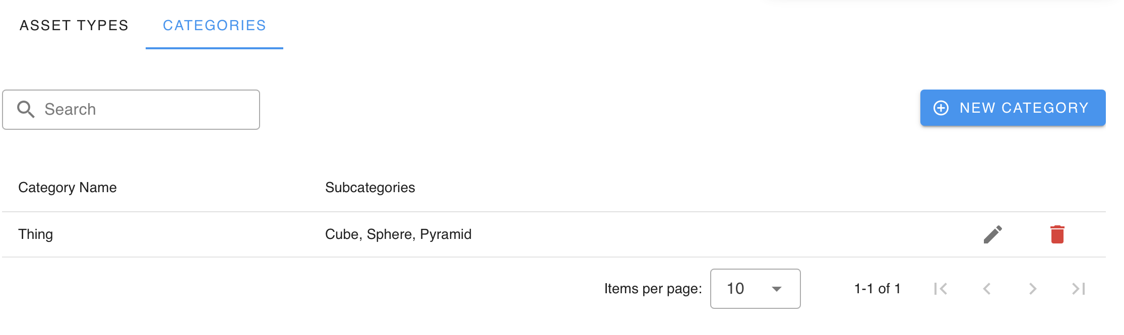 A Thing category in the category list.